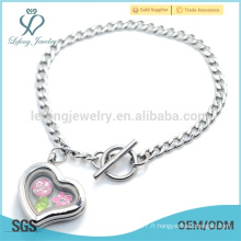 Bracelet en argent simple en forme de coeur, 316l
